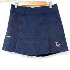(^w^)b FILA GOLF フィラ ゴルフウェア コットン ストレッチ キュロット スカート ショートパンツ ミニ丈 ボトムス ロゴ刺繍 可愛い キュート ネイビー 紺色 レディース 女性 サイズ M
