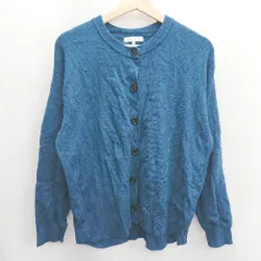 ◇ ⊇ GLOBAL WORK 長袖 ニットカーディガン サイズM ターコイズブルー系 レディース メンズ E  【1501160013699】