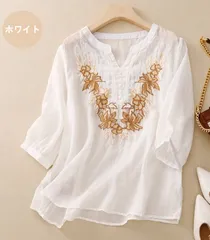 ブラウス 花柄 tシャツ レディース チュニック プルオーバー 七分袖 春夏 カットソー カジュアル トップス ナチュラル 綿麻 上品 大人可愛い おしゃれ ゆったり