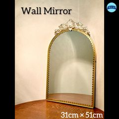 ◉Wall Mirror◉ウォールミラー◉壁掛け鏡◉ゴールド◉レトロ◉当時物◉1974年◉インテリア◉金属製◉