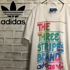 adidas⭐️アディダスオリジナルス レインボー トレファイルロゴ Tシャツ M 白×ピンク×ブルー