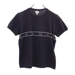 アルマーニジーンズ イタリア製 ロゴプリント 半袖 Tシャツ USA6 ネイビー系 ARMANI JEANS レディース 【中古】  【230525】 メール便可