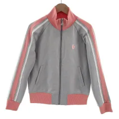 ルコックスポルティフ le coq sportif ジャケット ジャージ スタンドカラー ロゴ刺繍 ジップアップ ライン グレー ピンク ホワイト 白 M