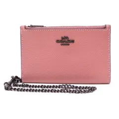 コーチ COACH ジップチェーンカードケース カード＆コインケース ピンク レザー