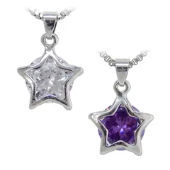 星 CZダイヤモンドネックレス キュービックジルコニア シルバー925 ペンダント 極大粒 シルバー925 プラチナ仕上 レディース ジュエリー プレゼント アメジスト ホワイト