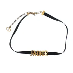 Christian Dior クリスチャンディオール J'ADIOR リボンチェーンチョーカー  ブラック ゴールド