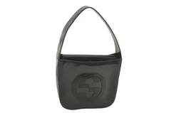 GUCCI グッチ ヴィンテージ ショルダーハンドバッグ 財布 GGレザー グリーン ジャンク 7502M