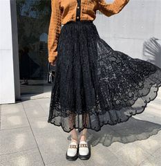 ☆新品未使用☆JENNE 総レース タックフレンチスカート 定価2万3千円