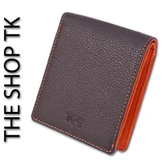 タケオキクチ THE SHOP TK 牛革 ゴートタイプ 二つ折り財布 ブラウン×オレンジ ギフト プレゼント レザー 本革 無料ラッピング可能