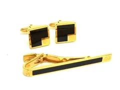 dunhill ダンヒル ネクタイピン カフスボタン カフリンクス 2点セット 紳士 メンズ ゴールド系×ブラック系 DI9441 冠婚葬祭 結婚式 葬式