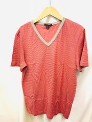 (2054)ルイヴィトン　Louis Vuitton　レッド×グレーボーダー　Tシャツ　L　1655