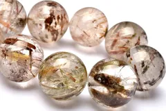 【１点物】希少共生◇ザンビア産 MIXエピドート＆トルマリンインクォーツ　17-17.5mm　ブレスレット パワーストーン 天然石 _MA139