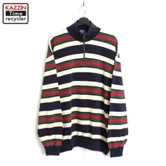 90s vintage RALPH LAUREN マルチボーダー柄 ハーフジップ スウェット トレーナー メンズ 表記XLサイズ