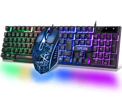 ゲーミングキーボードマウスセット スイッチ ps4/ps5対応 日本語配列 CHONCHOW 7色ゲーミングマウス「無変換」/「変換」キー付き テンキーレス 光る 有線 4段階DPI 19キー防衝突 108キー PC/Windows/Mac OS対応 ゲーミン
