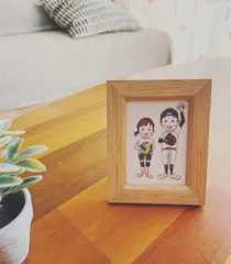 ✾シンプル✾おしゃれ✾ナチュラル似顔絵イラスト✾額付き✾プチギフト✾インテリア✾