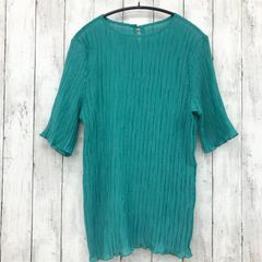 【 Aunt Marie's 】アントマリーズ シフォン楊柳ハーフスリーブブラウス グリーン フリーサイズ