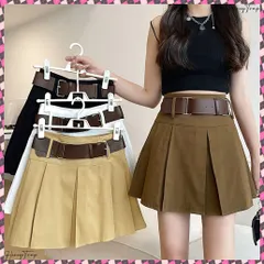 送料無料 ミニボックススカートプリーツ ベルト付き レディース ハイウエストキュロット おしゃれ韓国ショート丈スカートインナーパンツ付き カジュアル Aラインスカート 台形 美脚 ミニスカート ストリート服着やせ 無地ミニスカ 春夏
