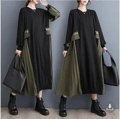 新品 2026新作 モード系　ニューデザイン　大きいサイズ レディース ロング　ワンピース　ゆったり　春 秋冬 新品 長袖　美品 冬物 秋物 送料無料 即決 未使用 新作 トレンド 春物