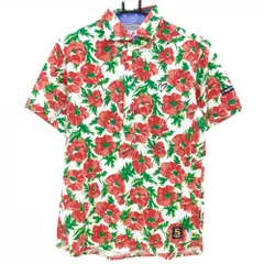 ★特価★【超美品】マスターバニー 半袖ポロシャツ 白×レッド×グリーン 花柄 5周年 メンズ 6(XL) ゴルフウェア MASTER BUNNY EDITION