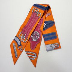 HERMESエルメス　ツイリー/オレンジ/馬具デザイン