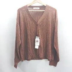◇ ⊂Φ Ray Cassin レイカズン Vネック 薄手 長袖 カーディガン サイズフリー ブラウン レディース E  【1411280038574】