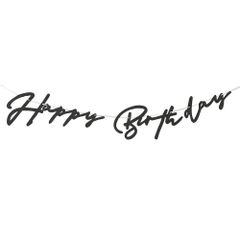 regalo 誕生日 レターバナー バースデー ガーランド ハッピーバースデー HAPPY BIRTHDAY 記念日 (ブラック・フロー)