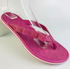 美品★LOUIS VUITTON・ルイヴィトン レディース エンボス加工 LV モノグラム総柄 リボンデザイン ビーチサンダル（35）のサムネイル