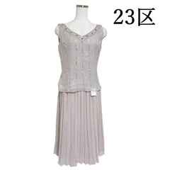 23区 レディース フォーマルセットアップ　Vネック　ノースリーブ　プリーツスカート　ピンク  フォーマル 　M
