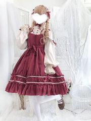 ワンピース ロリータ ゴスロリ コスプレ アニメ 森ガール ロリータ 大きいサイズ ドレス 女装 服 cosplay lolita ゴシック ワンピース ジャンパースカート かわいい コスプレ ブラウス クリスマス ハロウィン お嬢様 蝶結び　レッド　ブラック