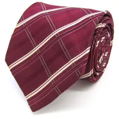 タケオキクチ ブランド ネクタイ シルク 格子柄 チェック柄 PO メンズ レッド TAKEO KIKUCHI 【中古】