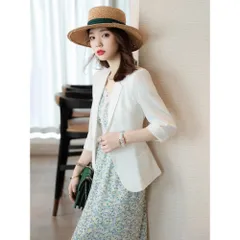 ☆ ホワイト ☆ M ☆ ジャケット レディース 春夏 ジャケット テーラードジャケット レディース 春 夏 七分袖 フォーマル サマー 薄手 オフィス ビジネス オフィスカジュアル きれいめ おしゃれ 上品 通勤 仕事 セレモニー 入学式 卒業式