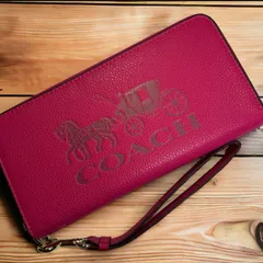 【新品】COACH コーチ 長財布 ウォレット ピンク　シグネチャー ストラップ付