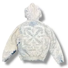OFF-WHITE フーデッドデニムジャケット ブルゾン ペイント ブリーチ オフホワイト OMYH001R20386020 XS 86017A4のサムネイル