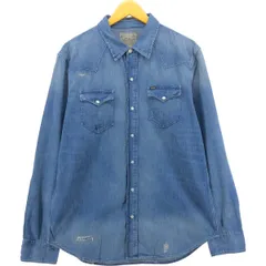 古着 ラルフローレン Ralph Lauren 白タグ 長袖 デニムウエスタンシャツ メンズL相当/eaa565350
