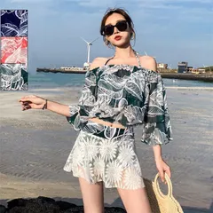 3点セット スカート一体型 レディース 水着 体型カバー ビキニ 3点セット 水着 シースルー 女性用#anyki25296