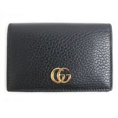 未使用品□GUCCI/グッチ 474748 プチマーモント/GGロゴ ゴールド金具 カーフスキン レザー カードケース/名刺入れ ブラック イタリア製のサムネイル