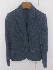 ◇ TOMMY HILFIGER ストライプ 2B 長袖 テーラードジャケット サイズ 8 ネイビー ホワイト レディース E  【1304200044604】