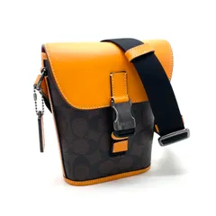 【中古】美品 COACH コーチ シグネチャー レザー ショルダー バッグ eY09279A