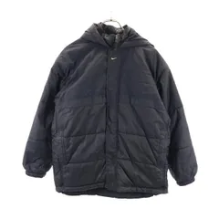 ナイキ 90s 00s 白タグ オールド ナイロン 中綿ジャケット L（14-16） ブラック NIKE 裏メッシュ ロゴ刺繍 キッズ 古着 【231025】