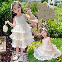 子供服 ワンピース ドレス 姫服 子供服 女の子 チュール ワンピース キッズ 女児 小学生 キッズ 可愛い  おしゃれ カジュアル キャミワンピ  発表会 結婚式 音楽会 演奏会  90cm 100cm 110cm 
