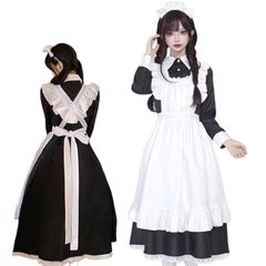 新品 メイド 大きいサイズ コスチューム 男性用 長袖 こすぷれ クラシック ３点セット イベント コスプレ衣装 ロング 文化祭 メイド服 メイド服 ブラック 英国風 コンカフェ 4XL コスプレ [AOTYP]