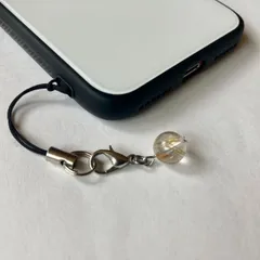ルチルクォーツ パワーストーン ストラップ (シルバー) マスクチャーム 天然石   スマホ 携帯ストラップ ハンドメイド ◆