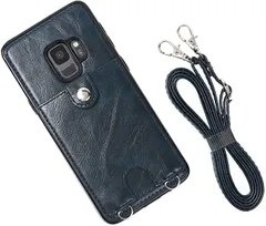 MocliL Galaxy S9 スマホショルダー ストラップ ケース 斜めがけ 首掛け 肩掛け カード収納 レディース メンズ 日本国内検品＆梱包 GS9 ML0028( インディゴ,  Galaxy S9)のサムネイル