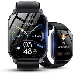 スマートウォッチ 1.85インチ大画面 Bluetooth5.2通話機能付き iPhone/Android対応 smart watch スポーツウォッチ 腕時計 IP67防水 スマートブレスレット音声アシスタント 音楽再生 スマホ探す カメラ制御 天気予報