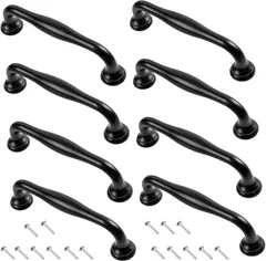 Quikaboo 取って 取っ手 ドアノブ ヨーロッパ風ハンドル キャビネット取手 建築金具ツマミ アンティーク 引き出し 戸棚 つまみ(ブラック 8個)