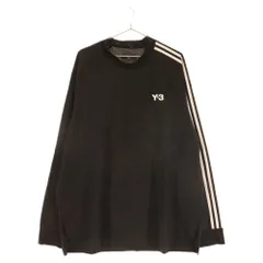 Y-3 (ワイスリー) STRIPES LONG SLEEVE TEE 3ライン 3ストライプス オーバーサイズロゴ長袖Tシャツ カットソー ブラックのサムネイル