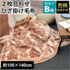 【1枚単品】訳あり品 大判ひざ掛け毛布 100×140cm ハーフケット 2枚合わせ 膝掛け 暖かい毛布 ブランケット 色柄おまかせ 新品【10C-409-15022N】