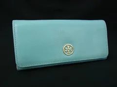TORY BURCH トリーバーチ ロビンソン レザー 二つ折り 長財布 ウォレット 札入れ 小銭入れ レディース ライトブルー系 DI3455