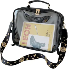 ideastore 痛バッグ ぬいぐるみ ぬいバッグ ショルダーバッグ 斜め掛け(ブラック,  横32xマチ11.5x高さ25cm)