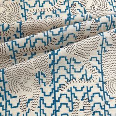 インド ブロックプリント生地 [50cm単位切売] タイガー ブルー シェブロン地 SA 虎 とら 青 IF0237